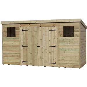 Empire 5000 10x8 Pent Garden Shed with a Central Double Door & 2 Windows