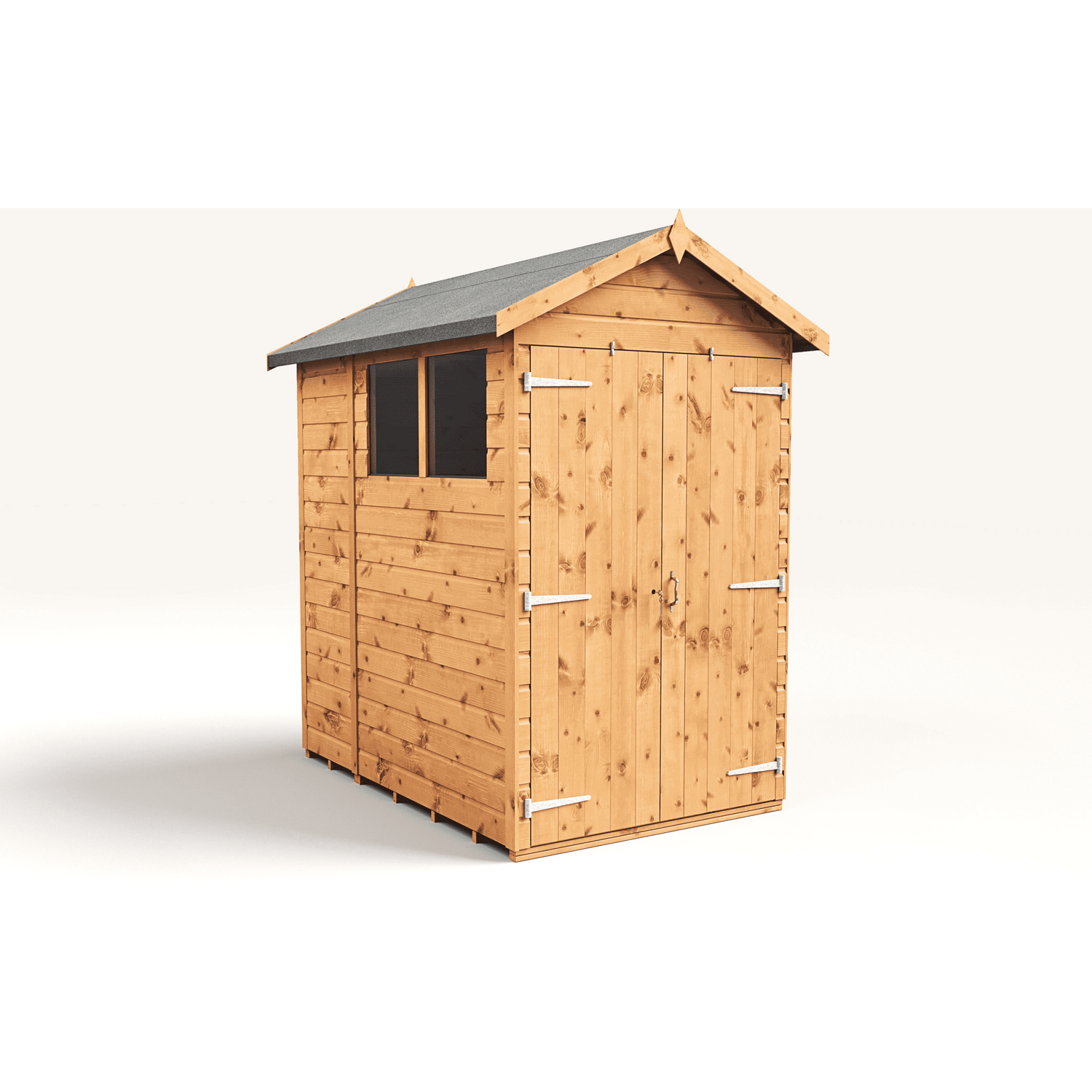 Empire 4x6 Modular Apex Garden Shed with a Double Door & Windows - Brown