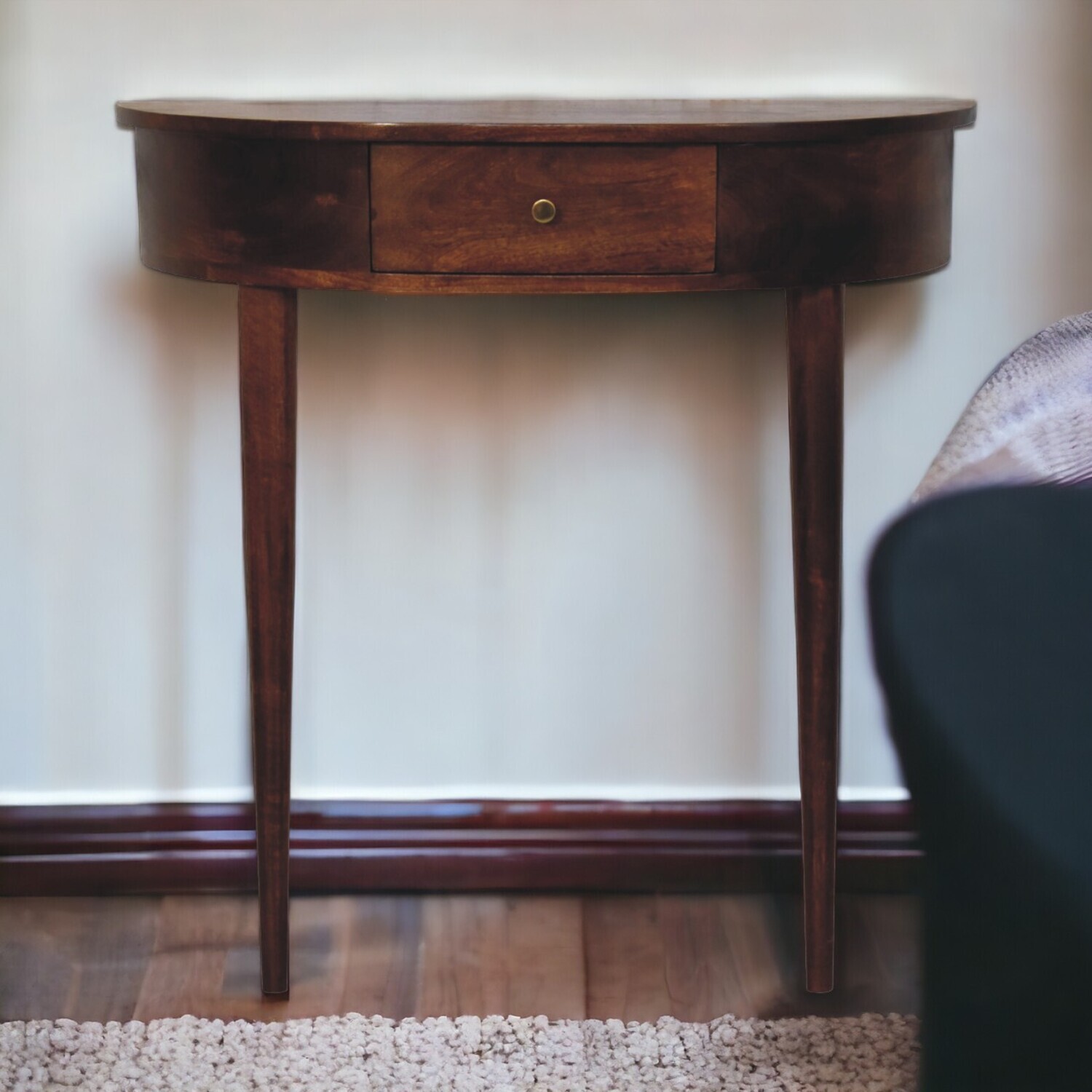 Solid Mango Wood Backless Mounted Chestnut Console - Brown