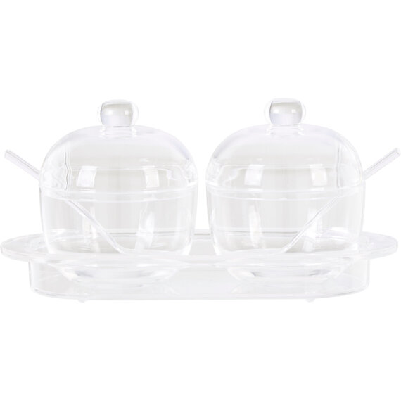Gozo Set Of 2 Condiment Pots with Tray