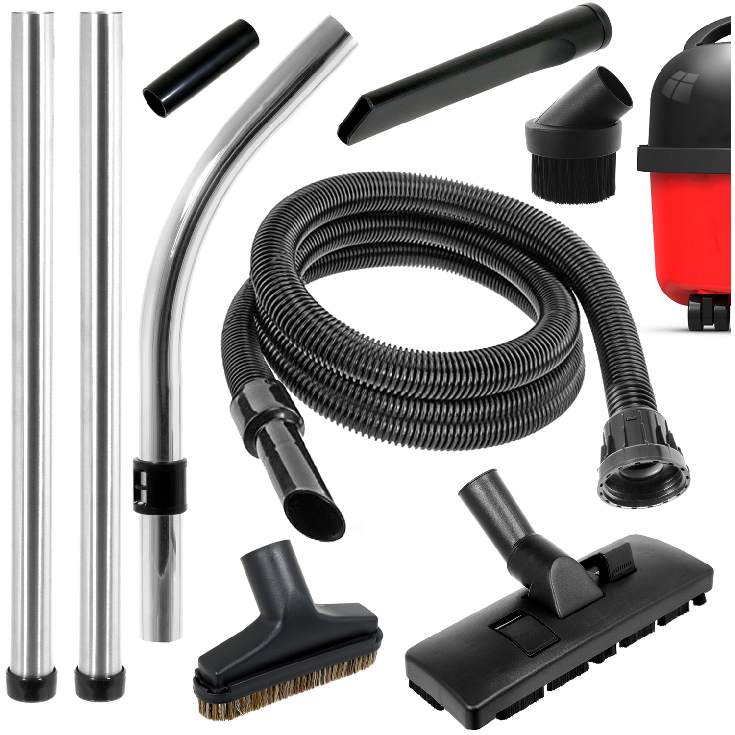 Spares2go Spare Parts Tool Brush Kit For Numatic Henry Hetty Vacuum Cleaner (2.5M) - Black