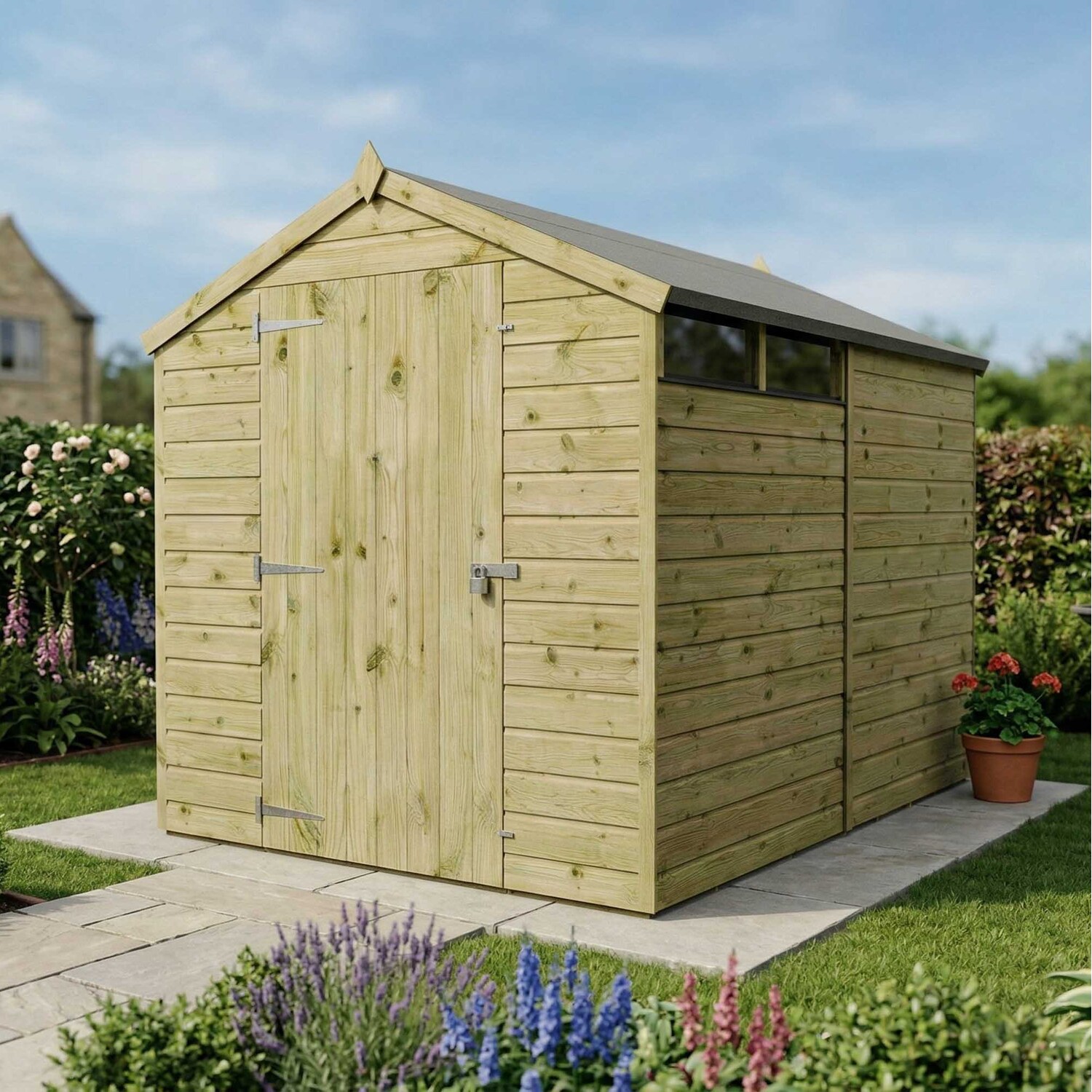 Waltons 8ft x 6ft Security Shiplap Apex Wooden Garden Shed - Brown