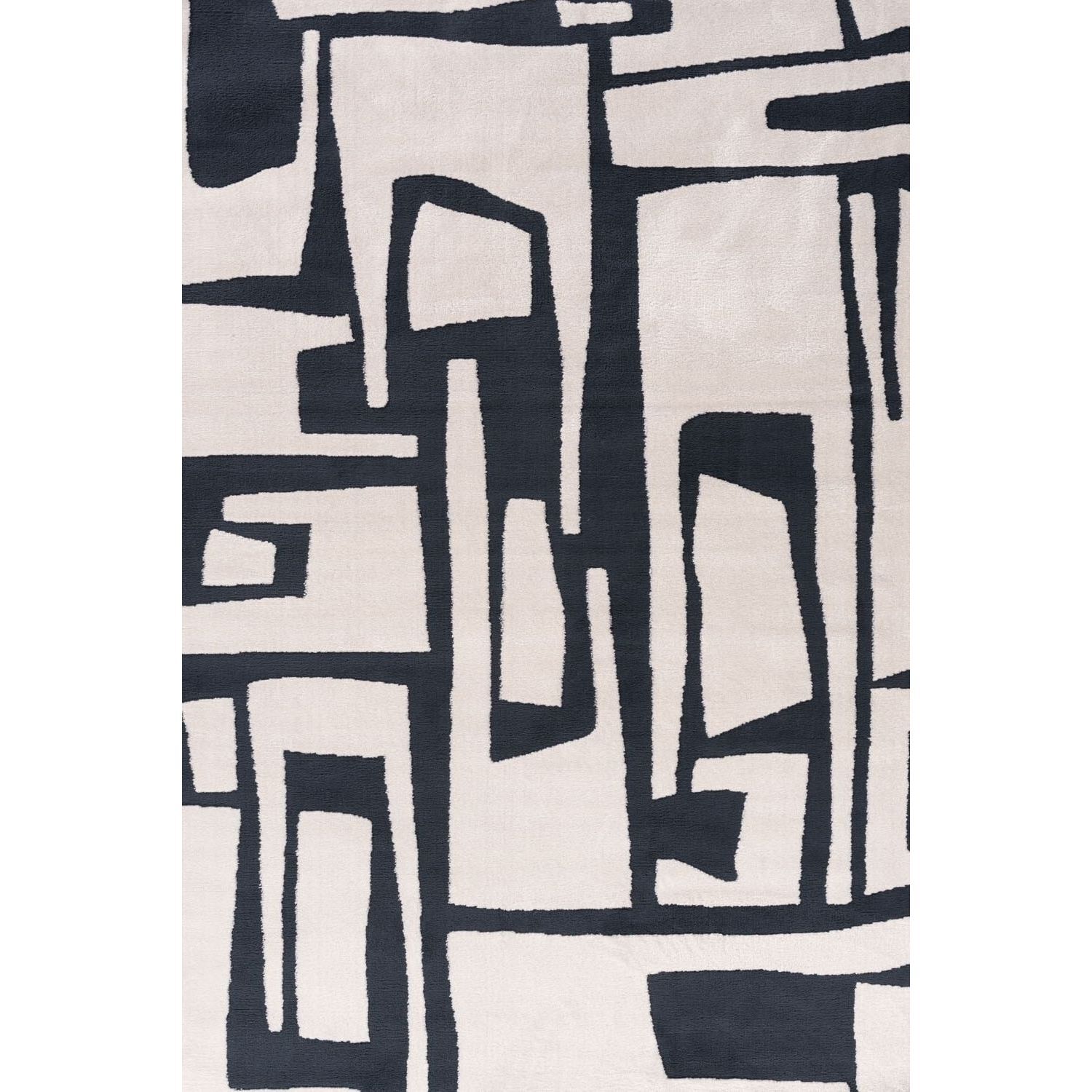 THE RUGS Loft Abstract Living Room Area Rug & Runners Soft Pile in Navy | Size: 120cm x 170cm - Image 3