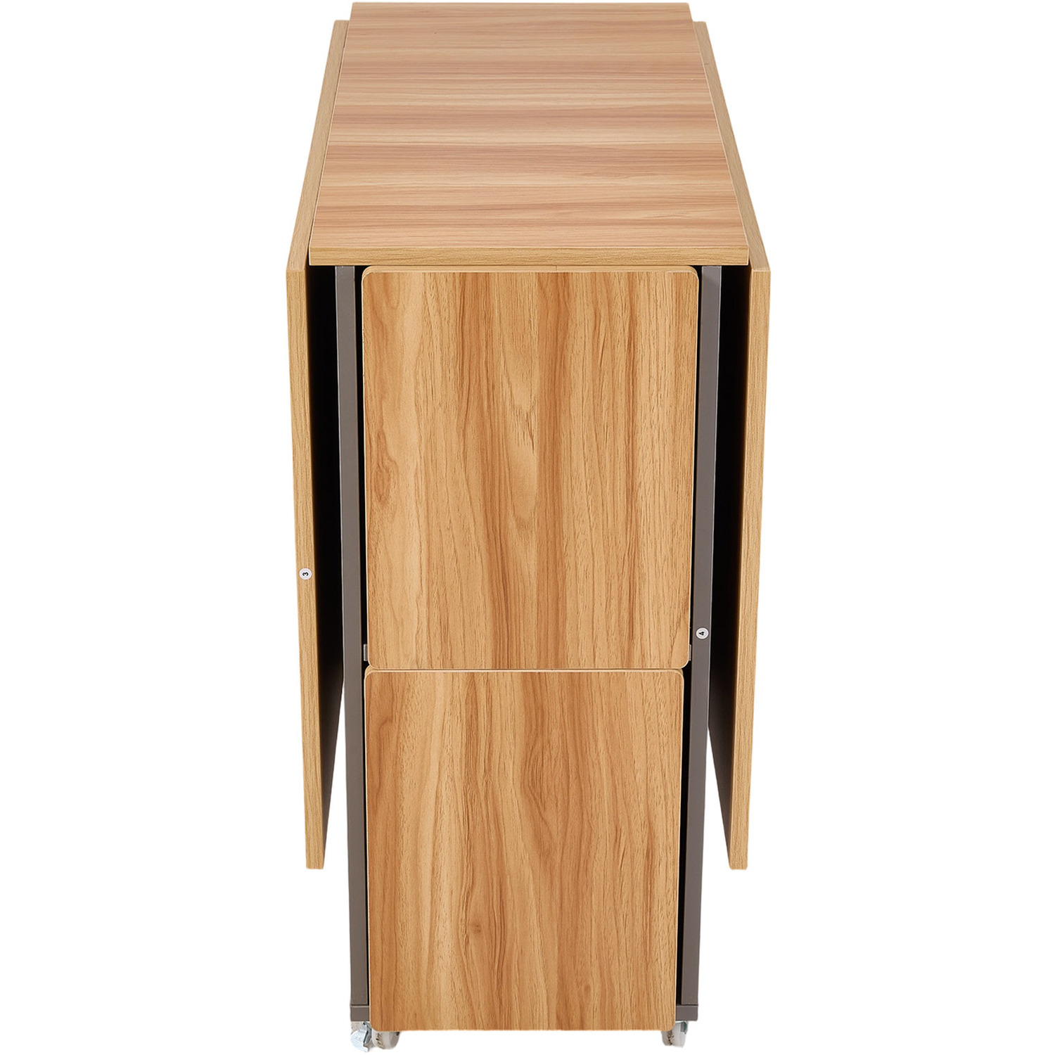 Space Saving Drop Leaf Dining Table With Four Stools - Natural Wood Grey