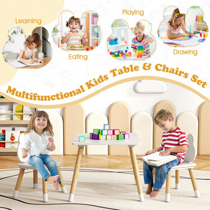 3 Pcs Kids Wooden Table and Chair Set