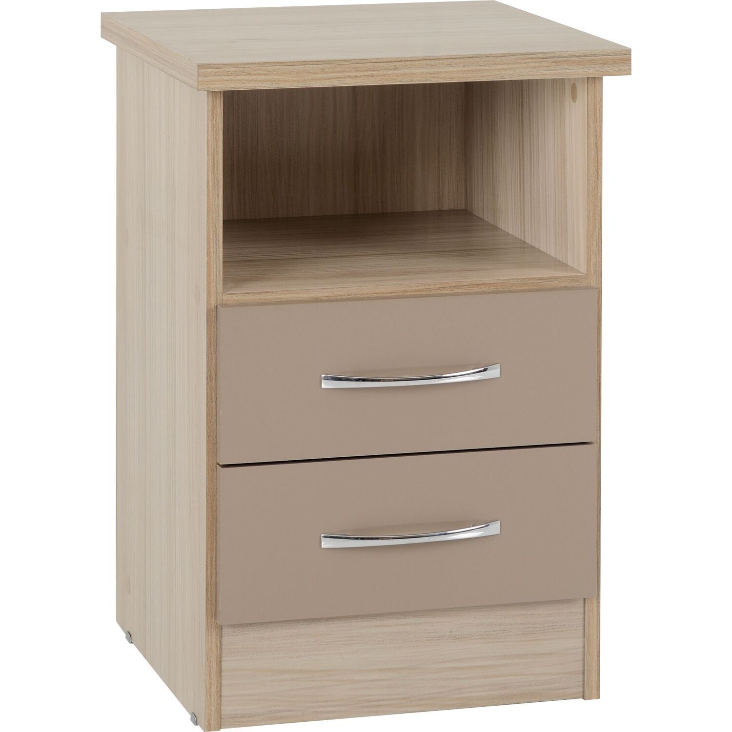 Seconique Nevada 2 Drawer Bedside - Oyster, Light Oak