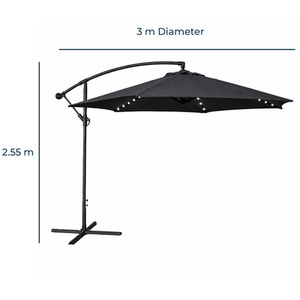 JSH Banana Cantilever 3m Parasol with LED Lights - Round