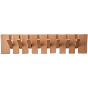 Solid Wood Wall-Mounted Coat Rack with Folding Hooks