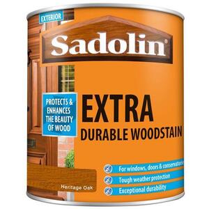 Sadolin Extra Durable Woodstain Heritage Oak 1 Litre - 15m² Coverage - Flexible & Water Repellent