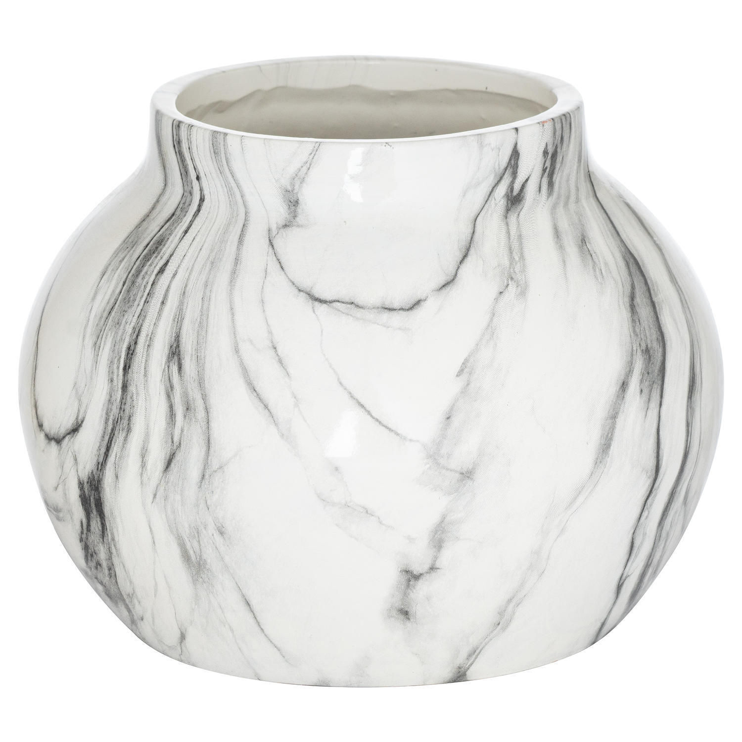 Rackhams White/Grey Marble Planter - 20Cm X 26Cm X 26Cm - 100% Mixed - Image 2