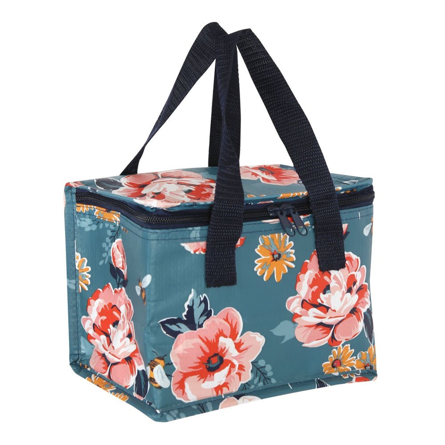 Something Different Bee-Utiful Floral School Lunch Bag - Navy Blue/Pink