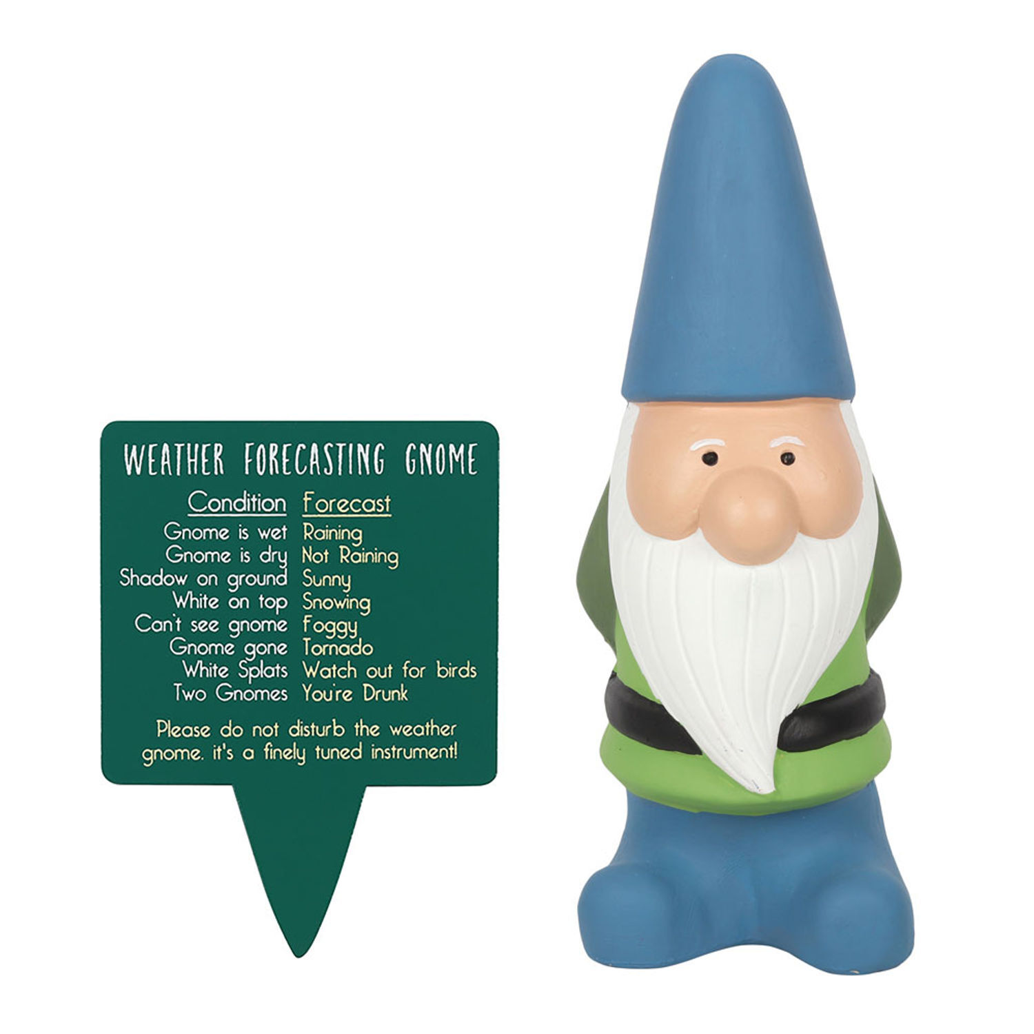 Something Different Weather Forecasting Terracotta Garden Gnome - Green/Blue/White