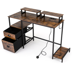 Computer Desk with 2 Monitor Shelves