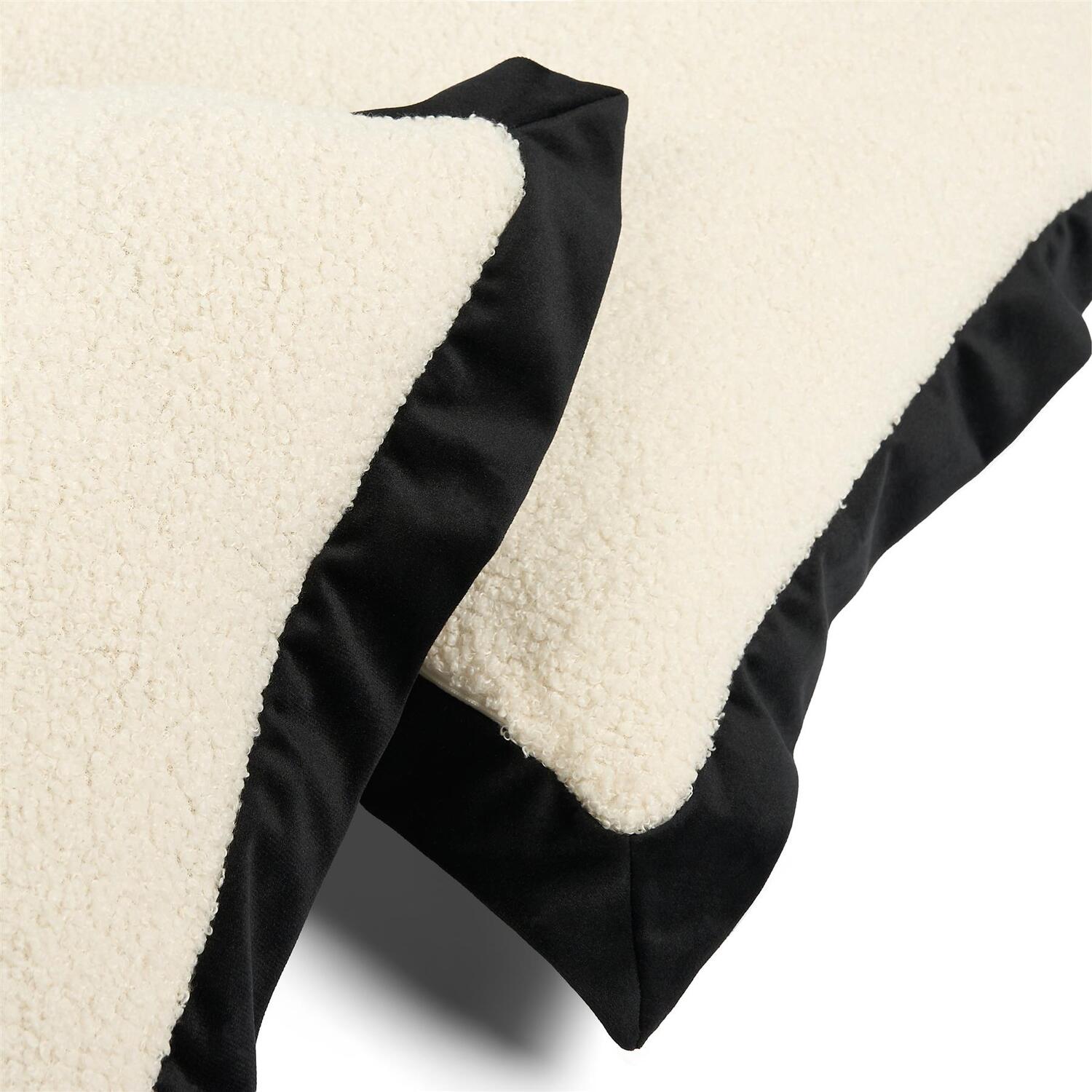 OHS 2 Pack Oxford Edge Boucle Square Cushion Covers, White/Black in White | Size: 45 cm x 45 cm