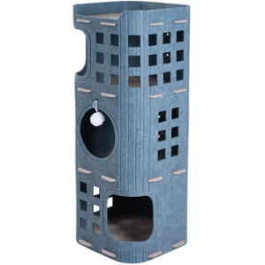 Grey Cat House with Hanging Fluffy Ball Indoor Cat House shot 16074214
