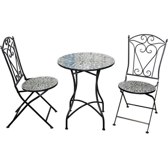Leaf Mosaic Bistro Set with Table and 2 Folding Chairs