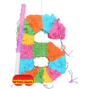 Number 6 Pinata Set with Stick & Blindfold - Pink Stick