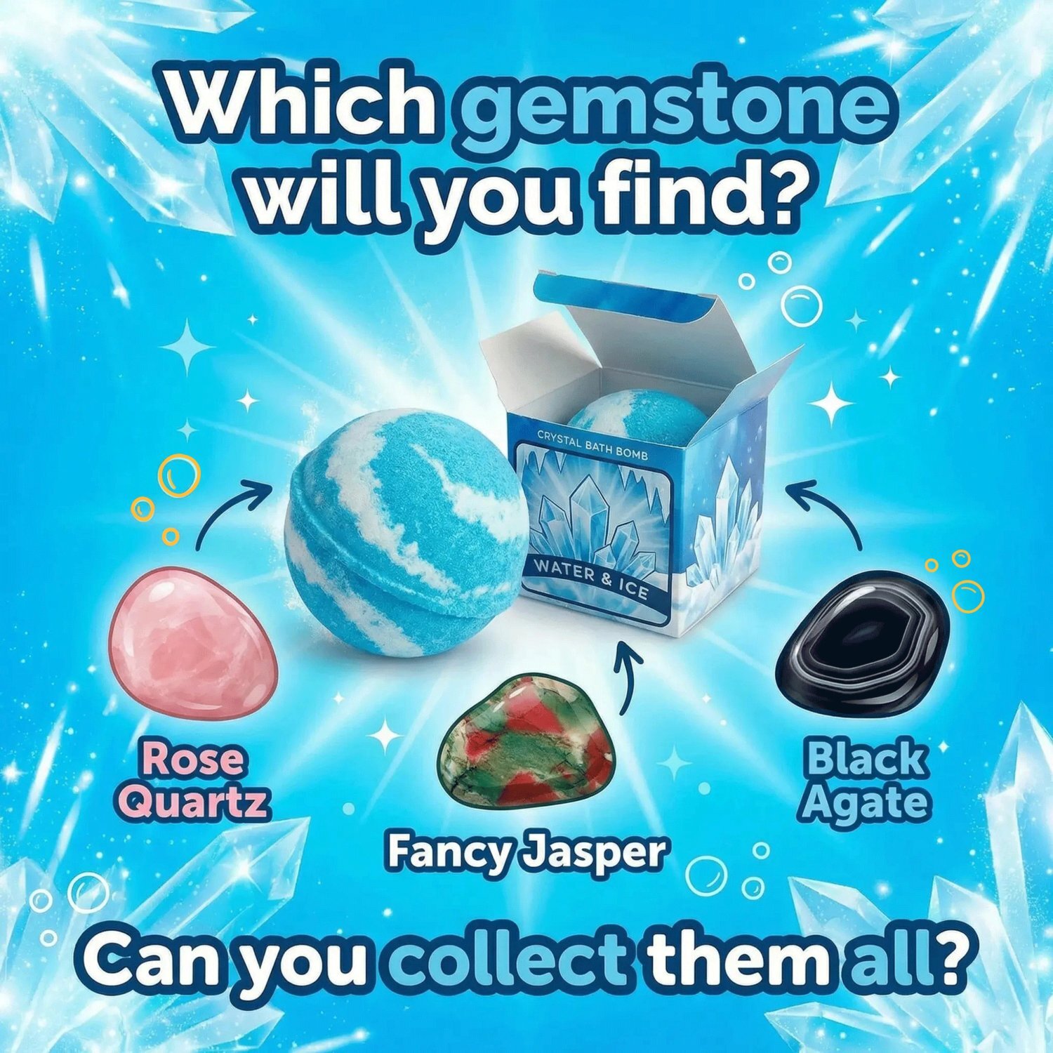 Kdmd Unisex Blue Water Crystal Ocean Drift Bath Bomb With Hidden Gemstone In - Image 7