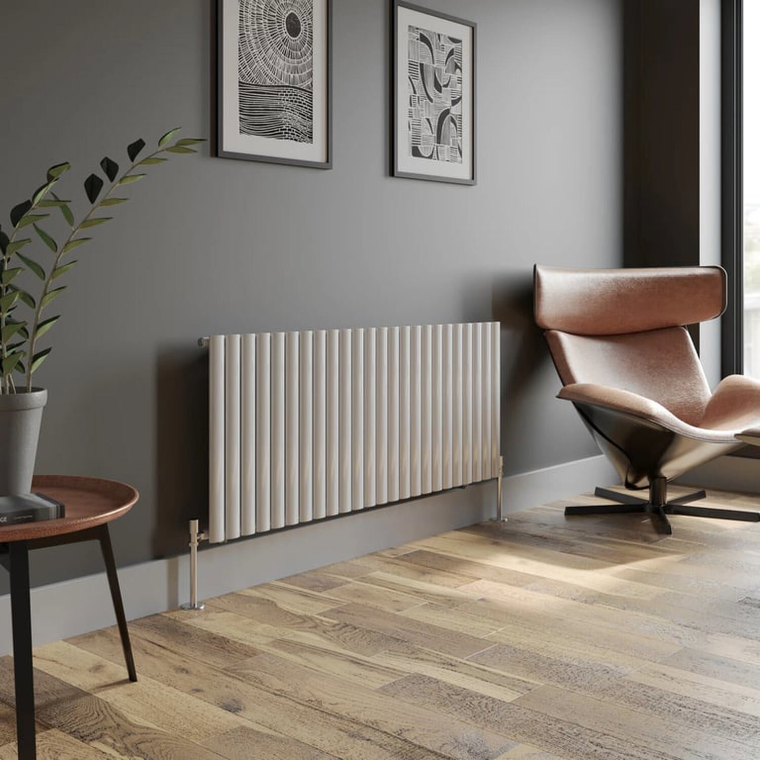 Temprazo Vertical Oval Tube Single Panel Designer Radiator - 1800 X 480Mm White - White / 600Mm / 1440Mm