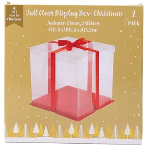 Pack of 2 Tall Clear Display Christmas Boxes