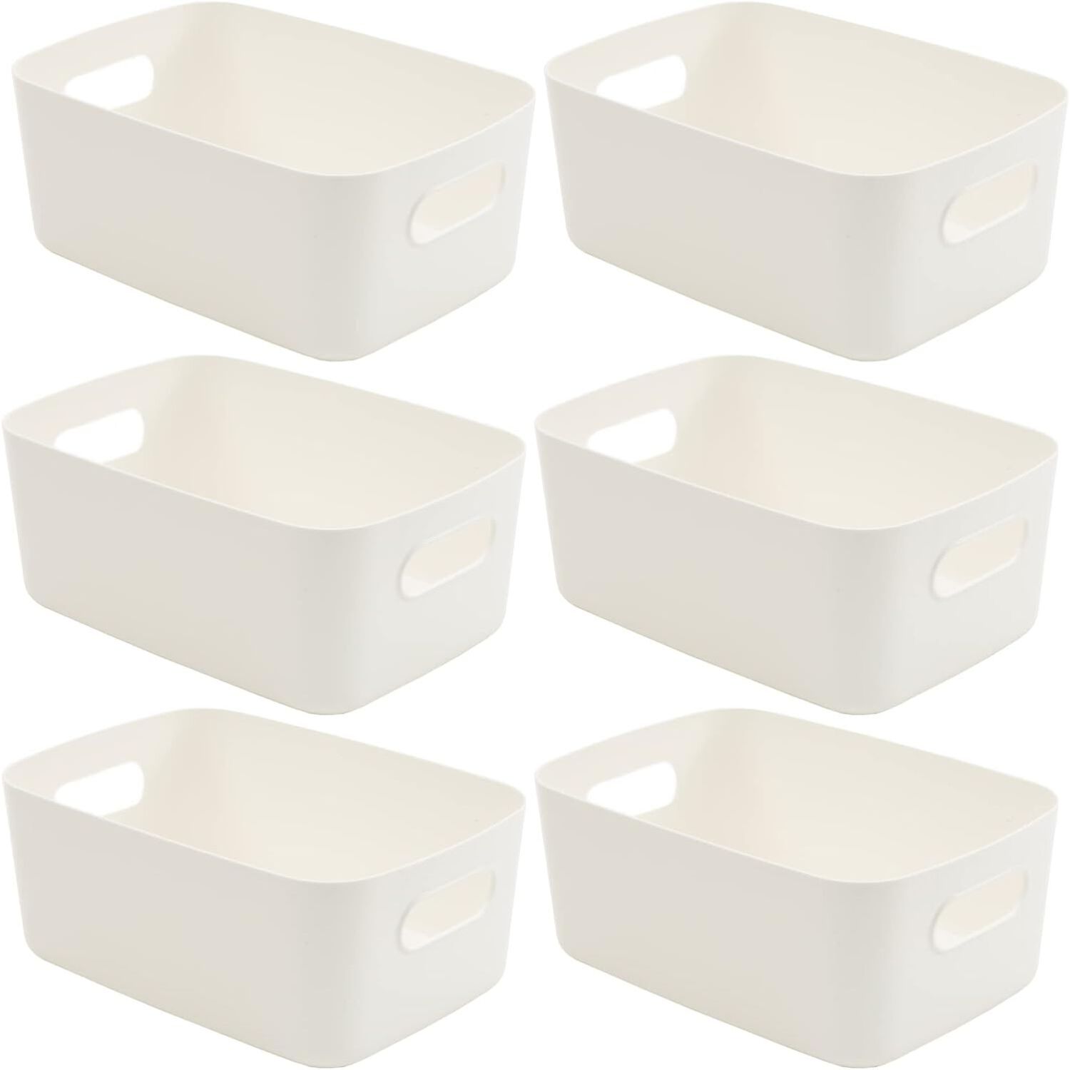 Tanness Sa Products Stackable Plastic Storage Baskets With Handles - White