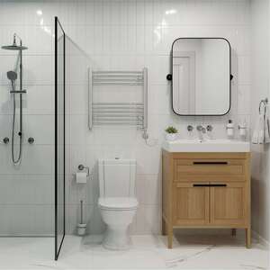 Zennor - Chrome Dual Fuel Towel Rail Thermostatic - Curved