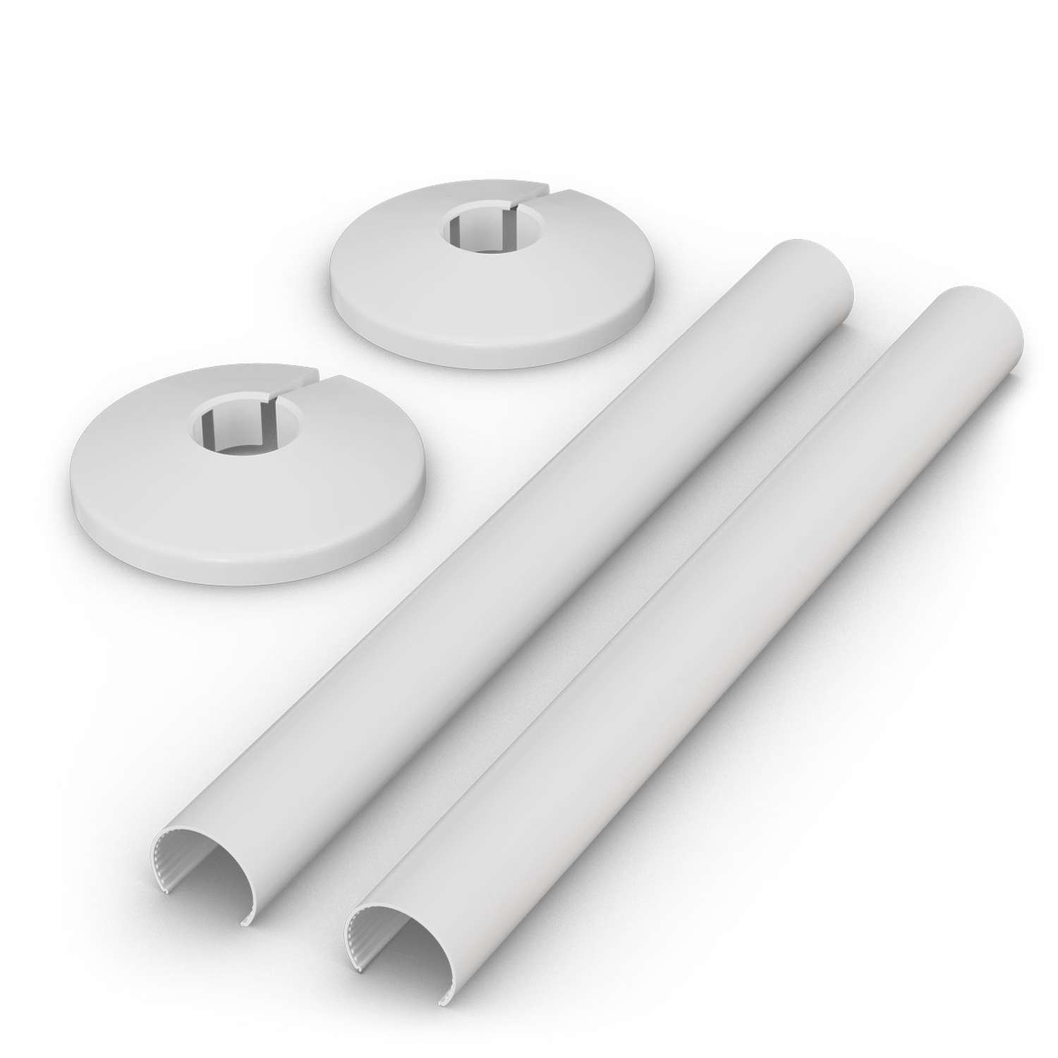 UK Radiators Snap On Radiator Pipe Covers 200mm x 18mm - 2 Pack Pipe Sleeve | White Finish - 2 Pack Pipe Sleeve & Collar Included - Two Piece Snap Fit Plastic for 15mm Pipes, Easy Installation - Image 2