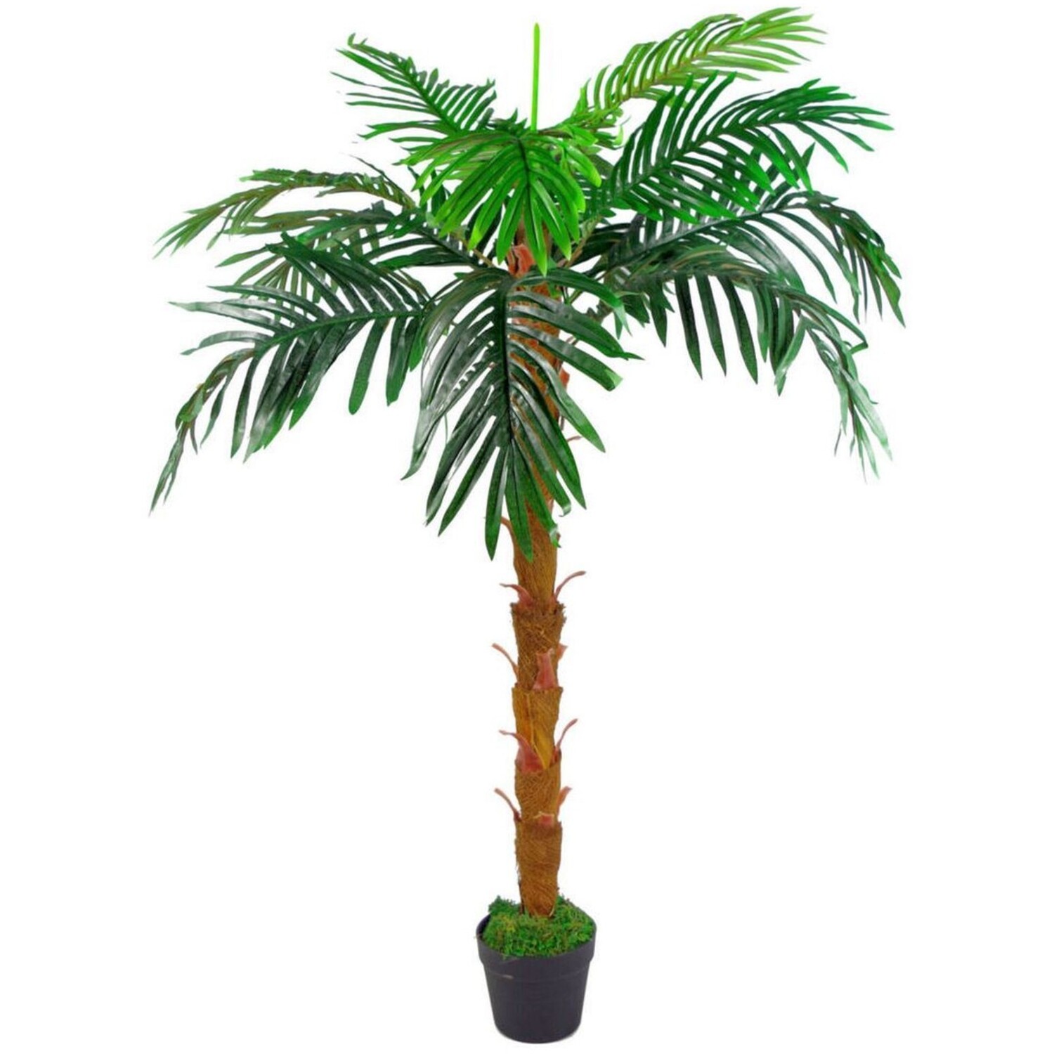 130cm Realistic Artificial Palm Tree with Moss Covered Pot - Green