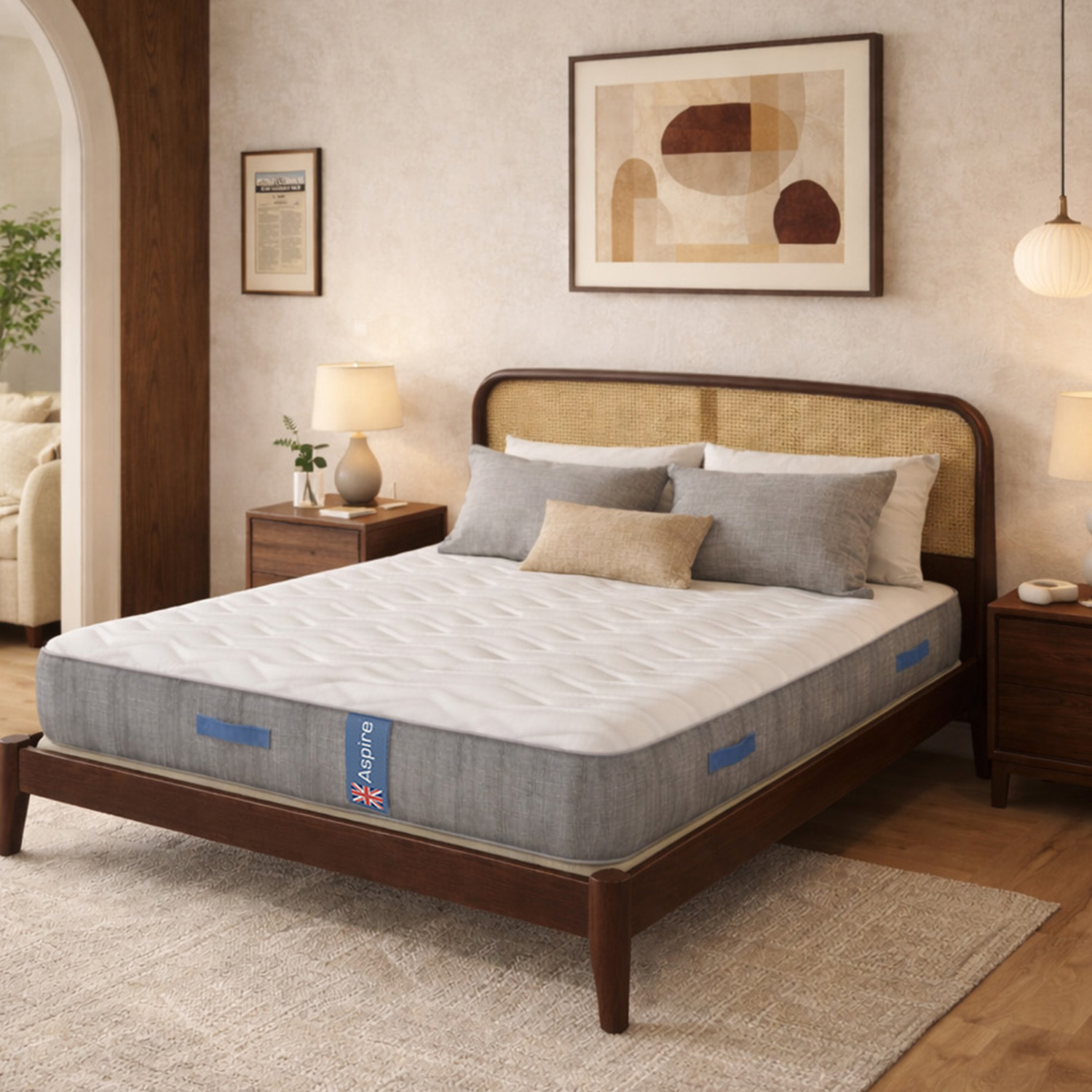 Aspire Heritage Comfort 1000 Pocket Wool Hybrid Mattress Medium Firm 23Cm - White / Single
