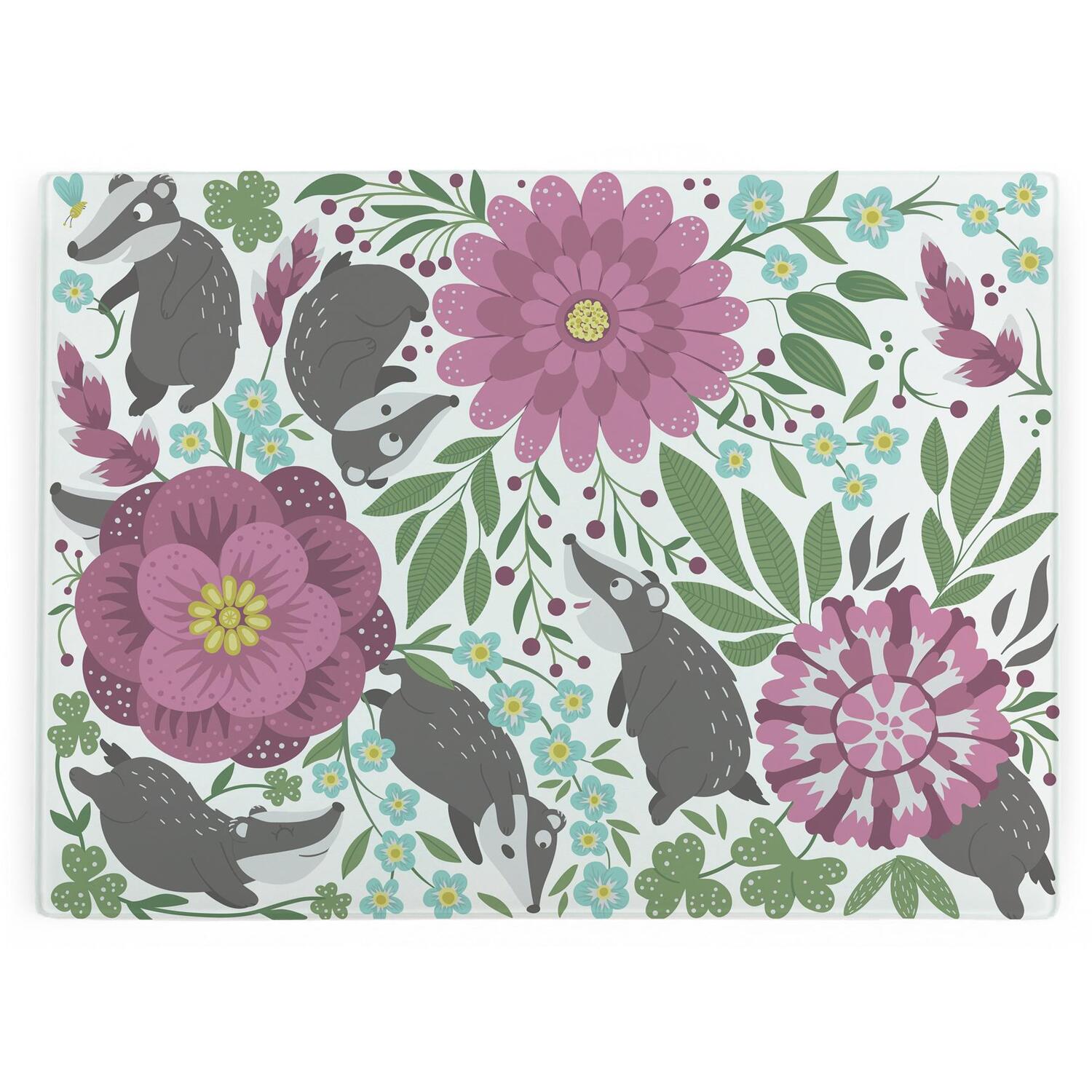 Image of Badgers & Flowers Large Smooth Glass&hellip;