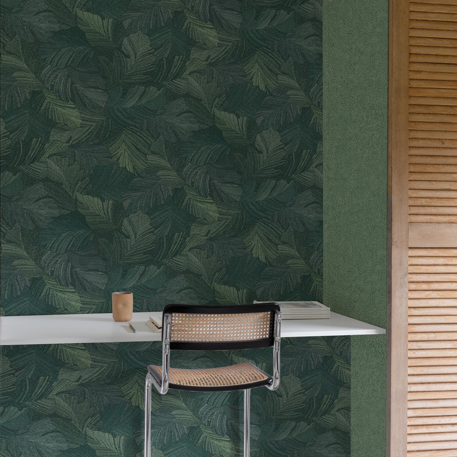 Grandeco Green Charming Scattered Leaves Textured Wallpaper - Image 3