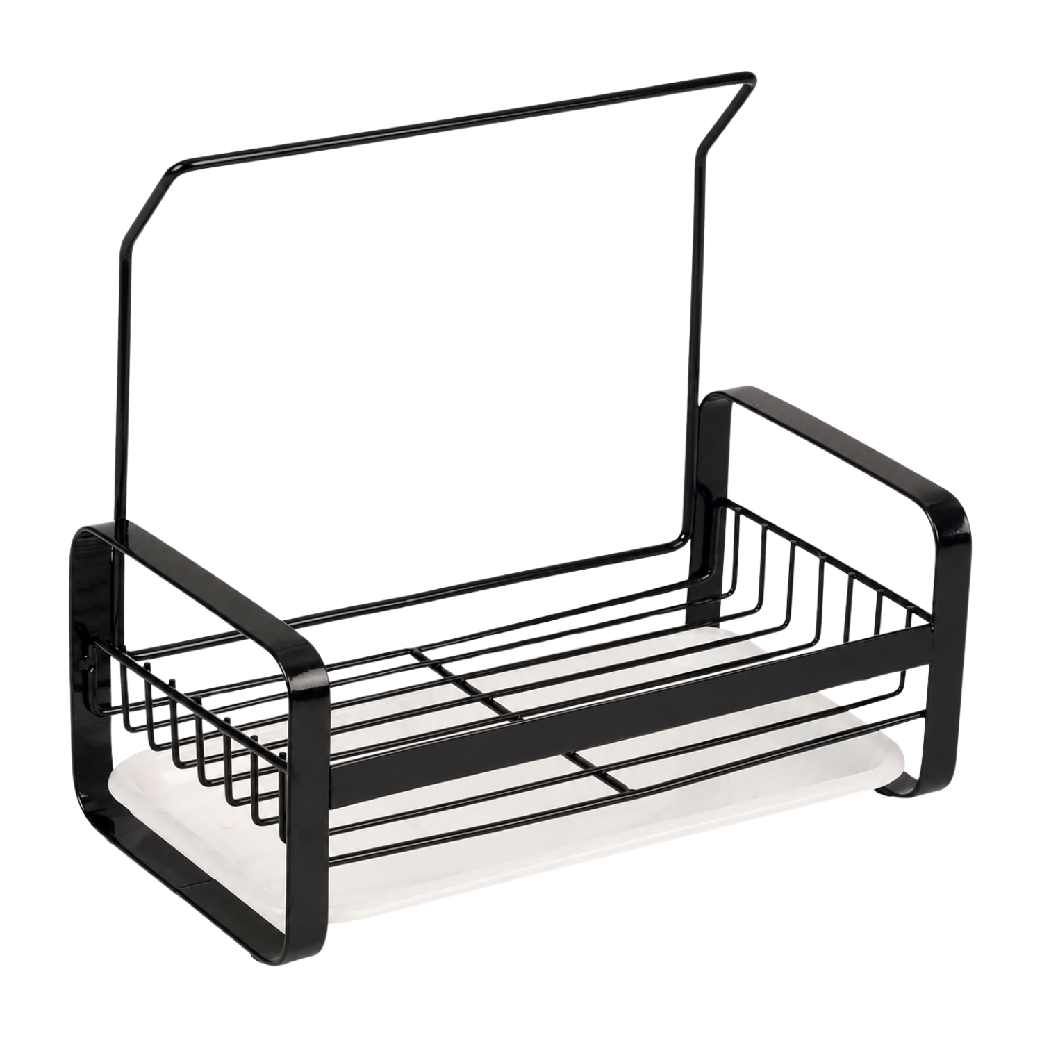 - Large Kitchen Sink Caddy Organiser With Drying Rack Black - Image 2