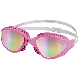 OzeanX Swim Goggles Pink White/Iridium Mirror