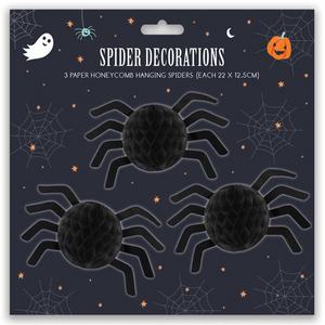 12-x-Pack-of-3-Halloween-Honeycomb-Spider-Decorations