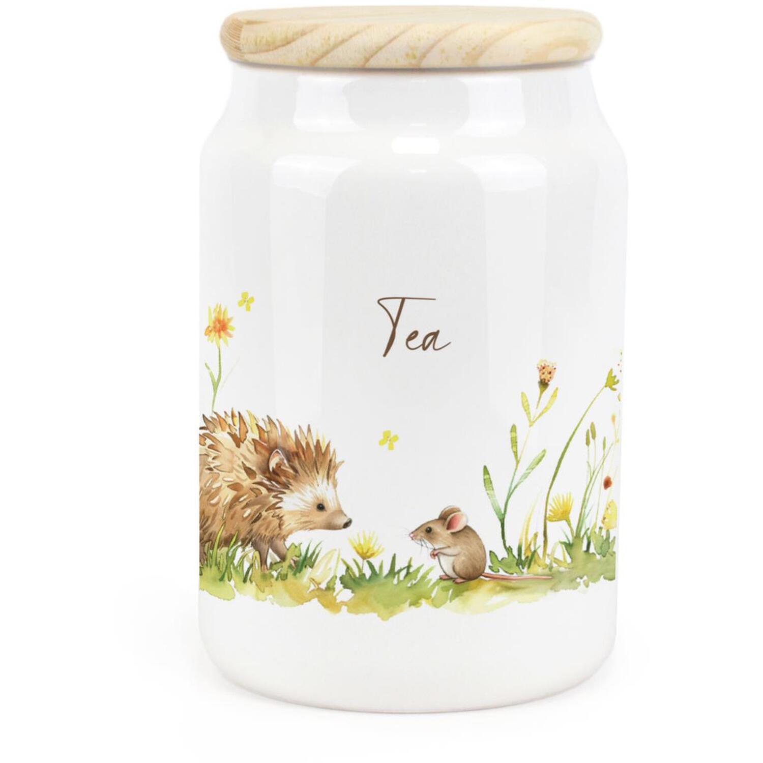 Purely Home Hedgehog & Mouse Ceramic Tea Kitchen Canister, Multi - Image 3