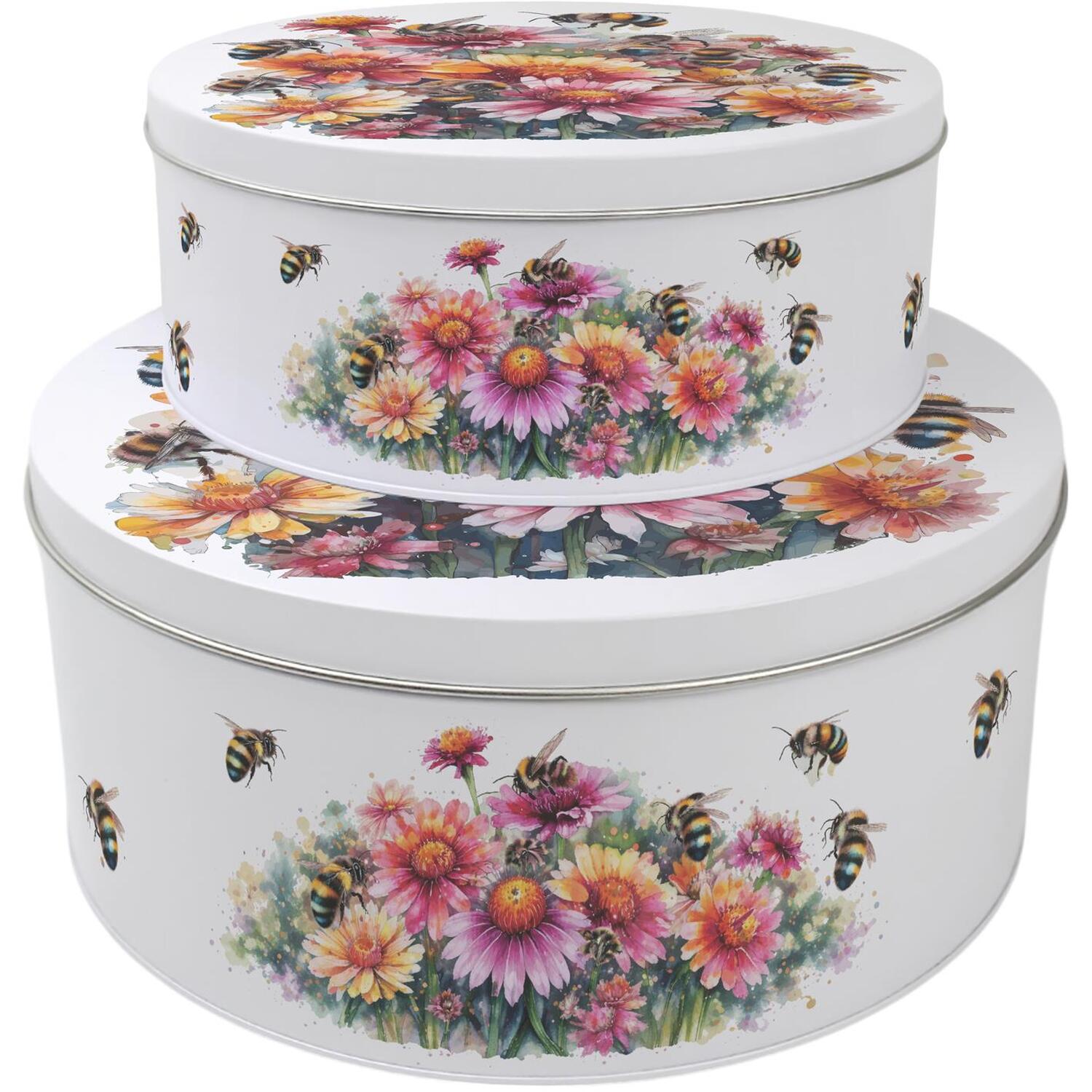 Image of Floral Bees Round Cake Tin Set&hellip;
