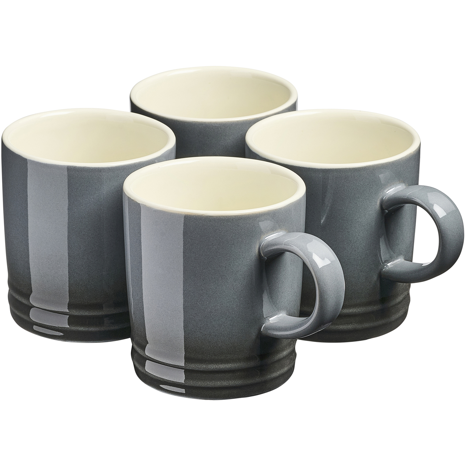 Cooks Professional 4 Piece Colourful Stoneware Midi Mug Set 240Ml - Grey