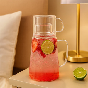 Eden & Willow Borosilicate Glass Water Jug and Cup Bedside Set 1.2L