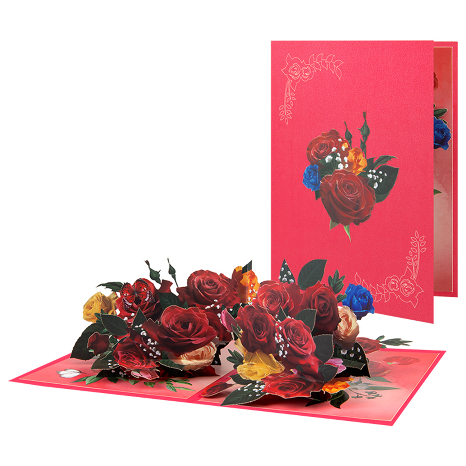 Brightfeel Love In Full Bloom Rose Bouquet 3D Pop Up Greeting Card - White