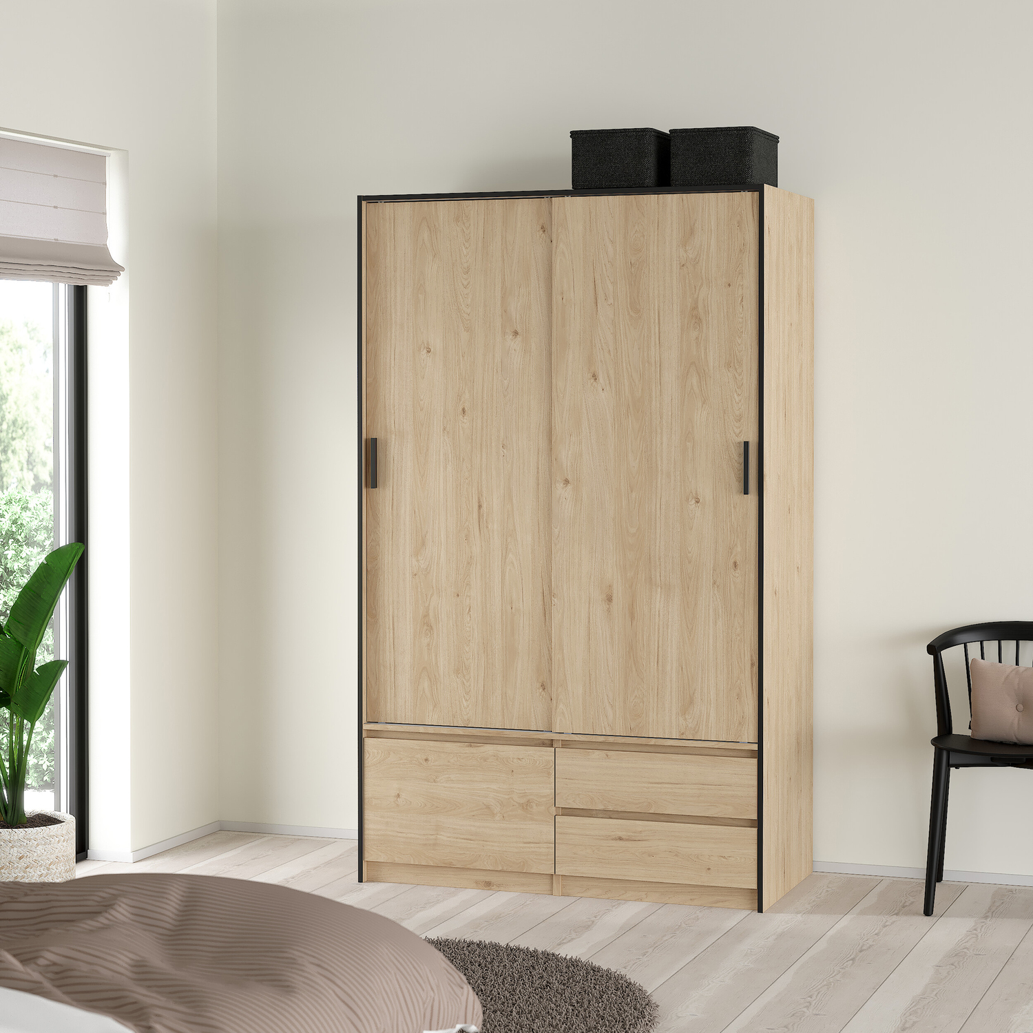 Furniture To Go Florence 3 Door 2 Drawer Jackson Hickory Oak Sliding Wardrobe - Image 4