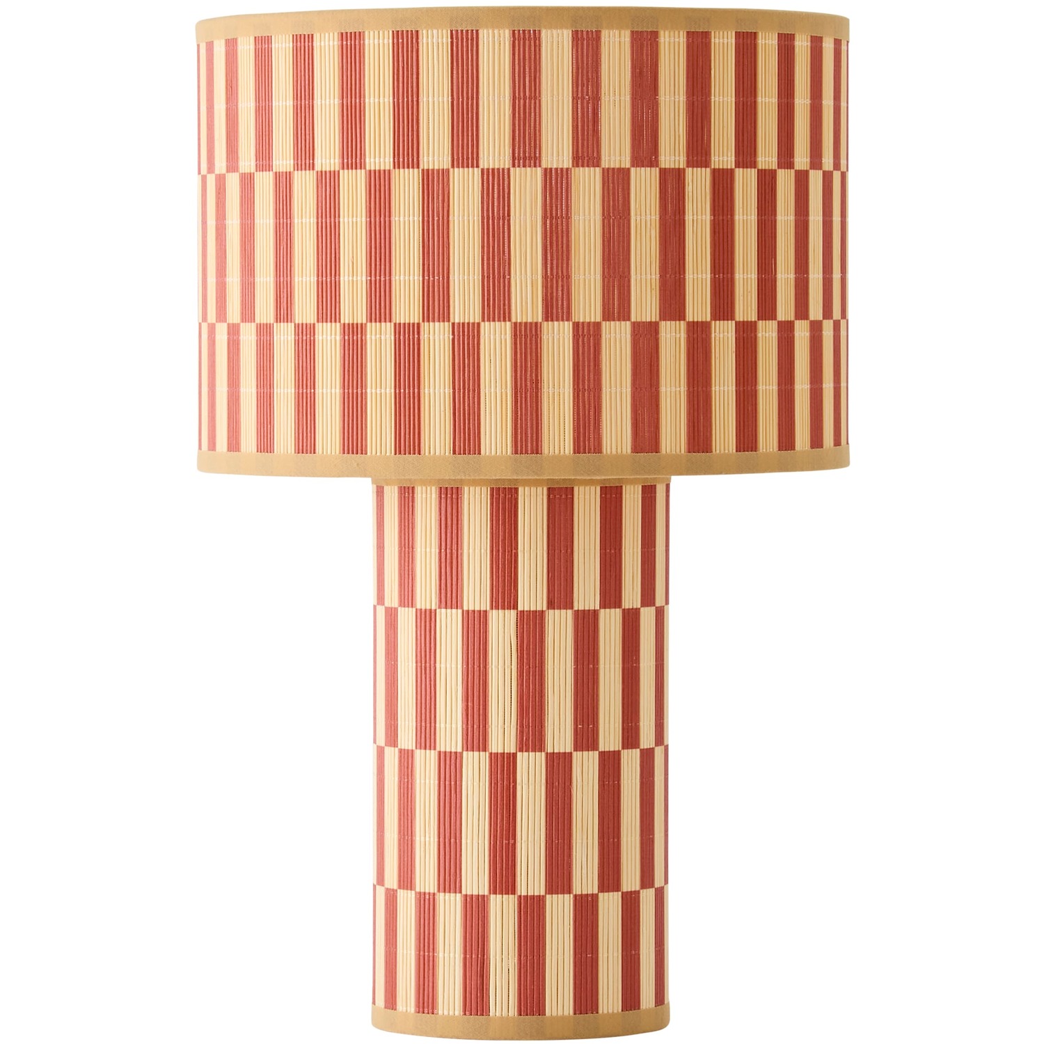 Valuelights Lori Orange Checkerboard Print Bamboo Table Lamp / Yes - Orange / Yes