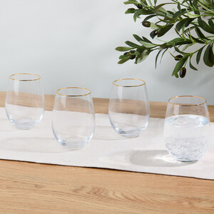 Pack of 4 Gold Rim Tumbler Glasses