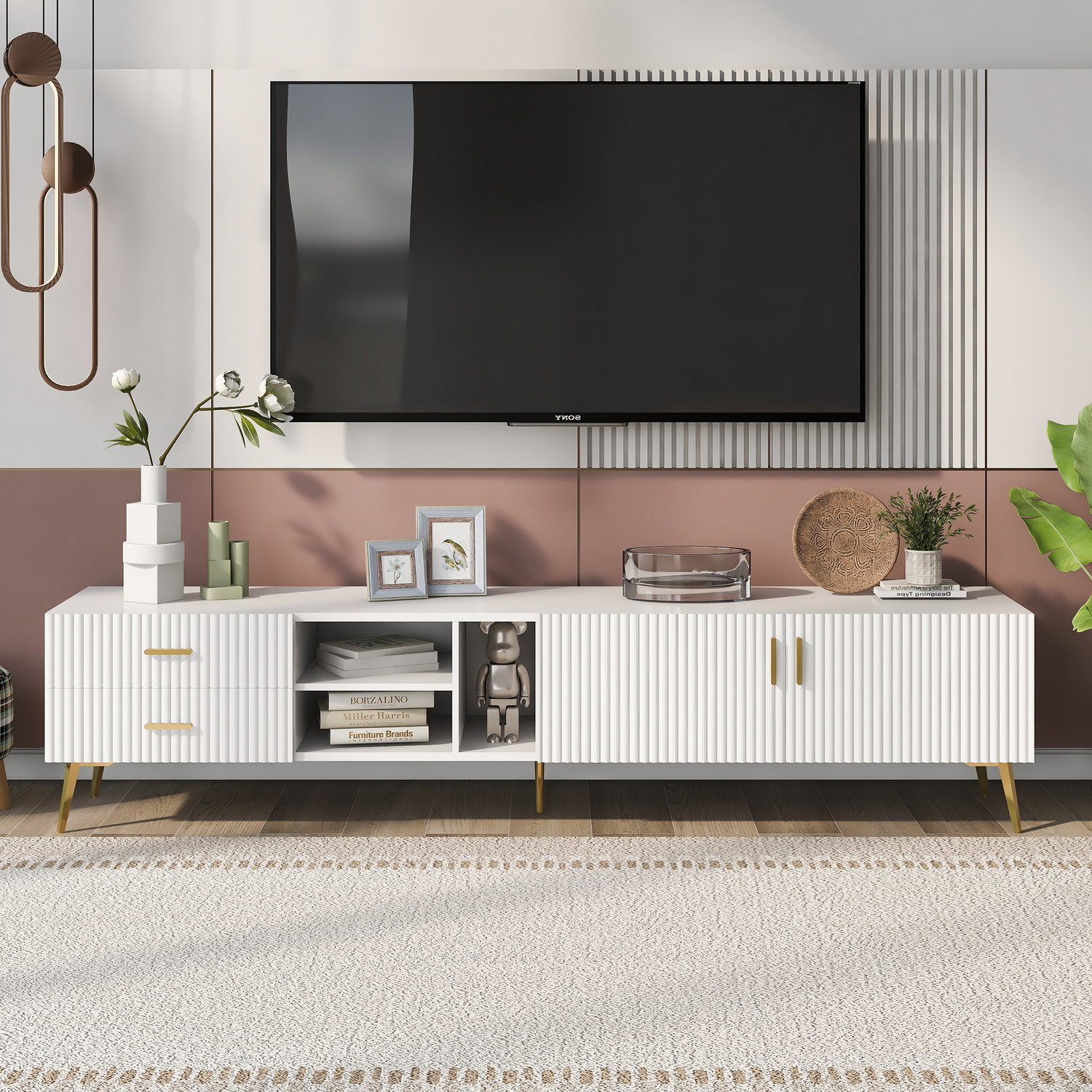Aka Modern Tv Stand And Entertainment Centre, White - White