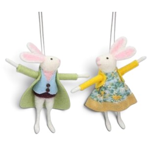 Wool Mr & Mrs Bunny Easter Decoration