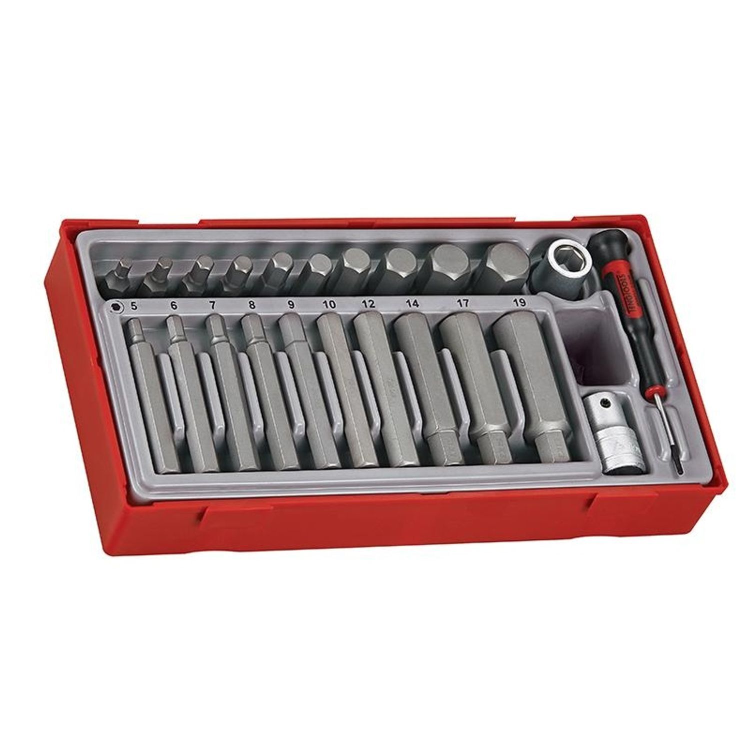 Teng Tthex23 Metric Hex Bit Socket Set, 23 Piece - 1/2In Drive - Multi Colour