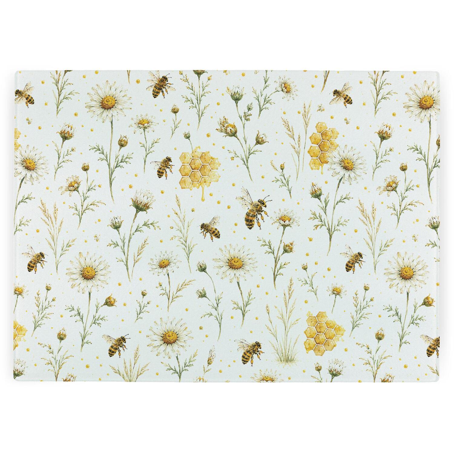 Bee Meadow Worktop Saver - Large Textured Glass Kitchen Chopping Board - Image 2