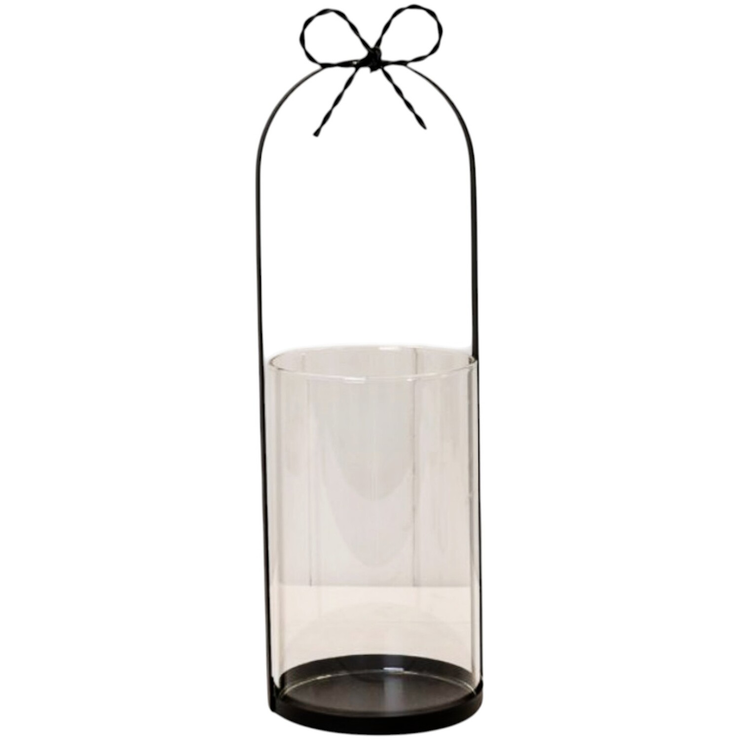 Four Candle Large Black Metal Candle Holder with Bow - Black