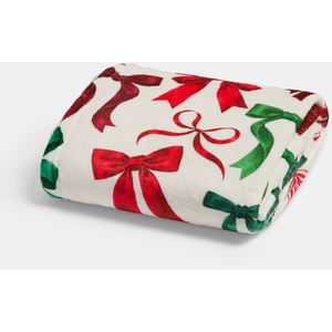 OHS Christmas Bow Print Ultra Soft Throw