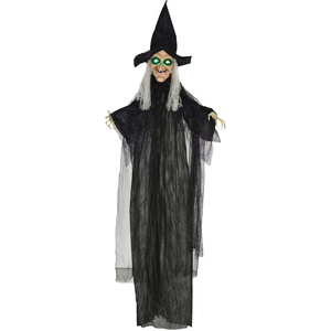 Outdoor Halloween Hanging Witch, Sound, Motion & Light-Up Eyes