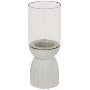 White Carved Hurricane Lantern Decorative Home Lantern